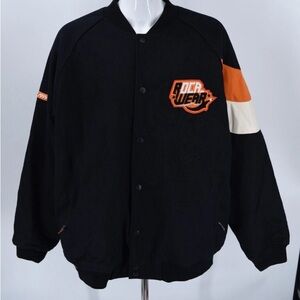 Vintage 1999 Y2K Rocawear Black and Orange Varsity Jacket Size 2XL